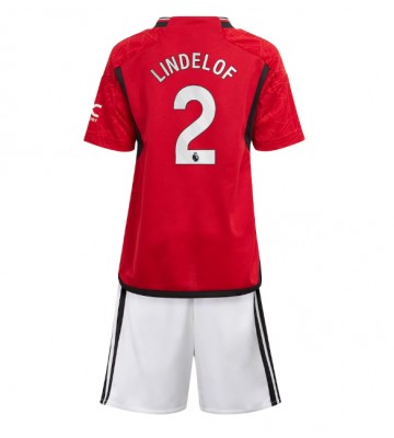 Manchester United Victor Lindelof #2 Hemmakläder Barn 2023-24 Kortärmad (+ Korta byxor)